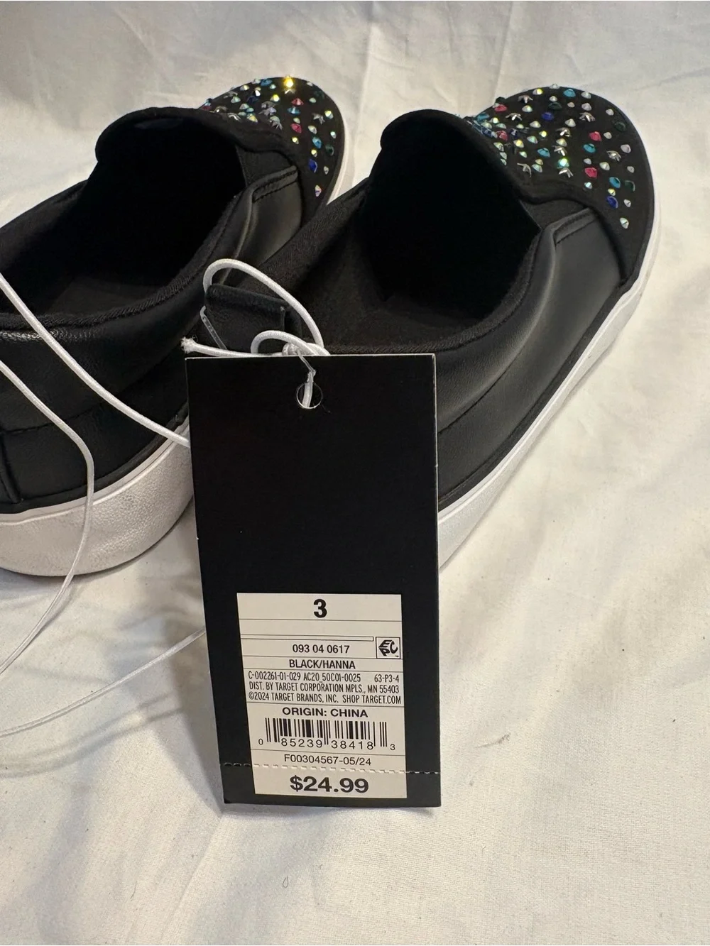 art class Black Slip-On Sneakers with Multicolor Studs